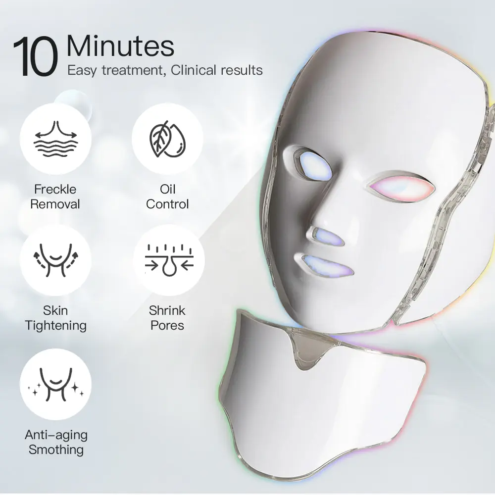 7 Colors Light Led Facial Mask Light  Anti-Wrinkle Skin Face Whitening Skin Care Home Use Beauty Devices