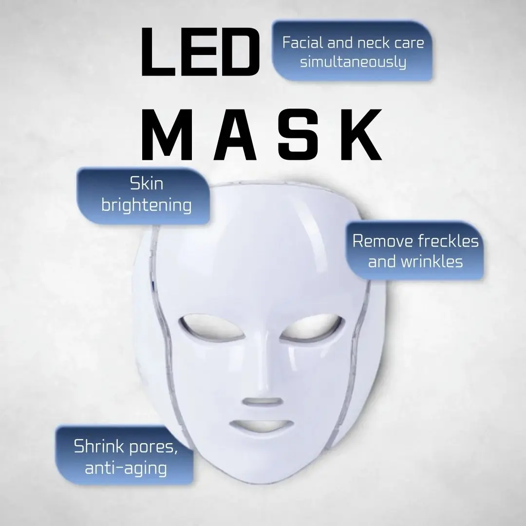 7 Colors Light Led Facial Mask Light  Anti-Wrinkle Skin Face Whitening Skin Care Home Use Beauty Devices