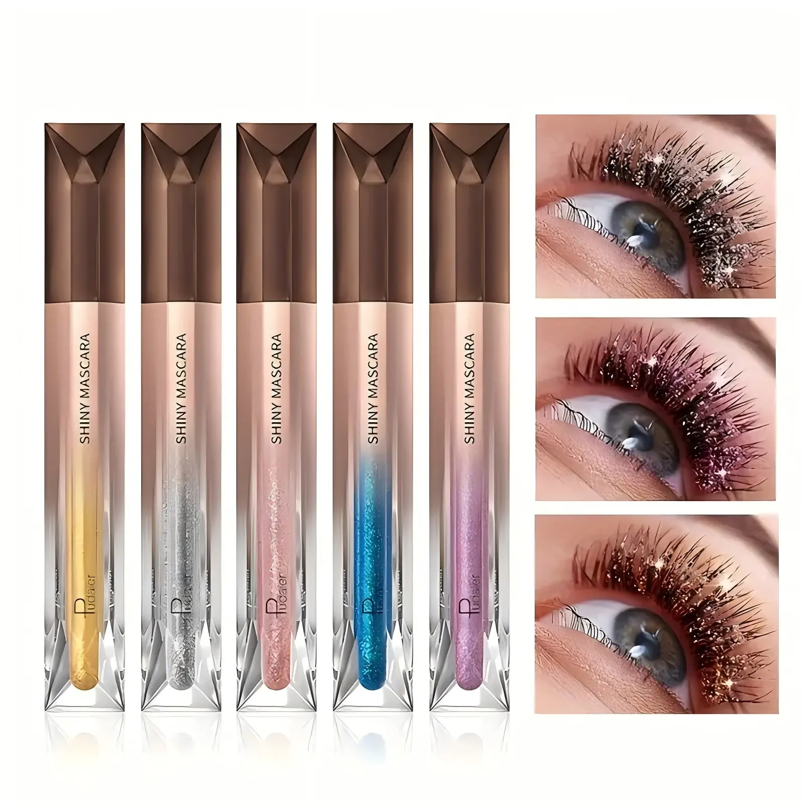 1pc Glitter Mascara of Waterproof, Long-Lasting, Voluminous Lash Curl And Shine Eyeliner with Silver, Golden, And Purple Glitter