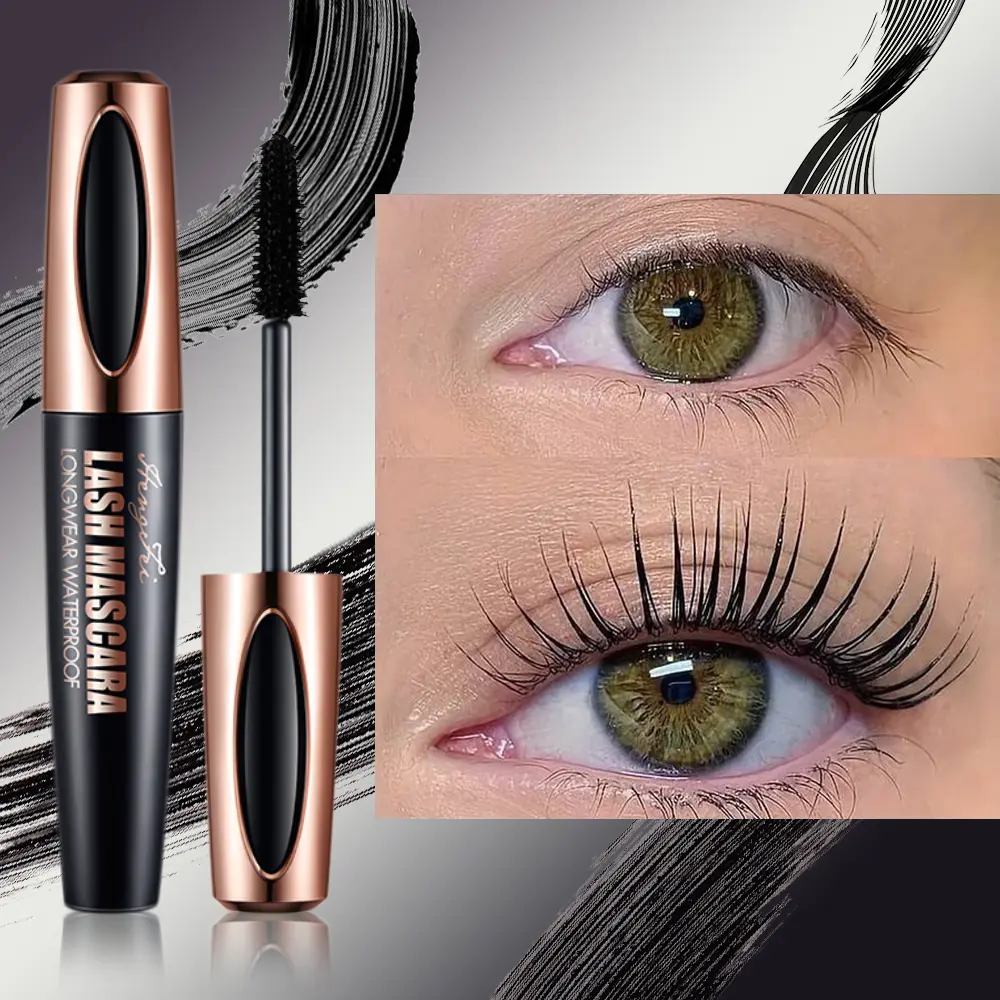 Waterproof, thick and curling mascara firmly fixes the eyelashes, making them look like your own natural eyelashes and enlarging