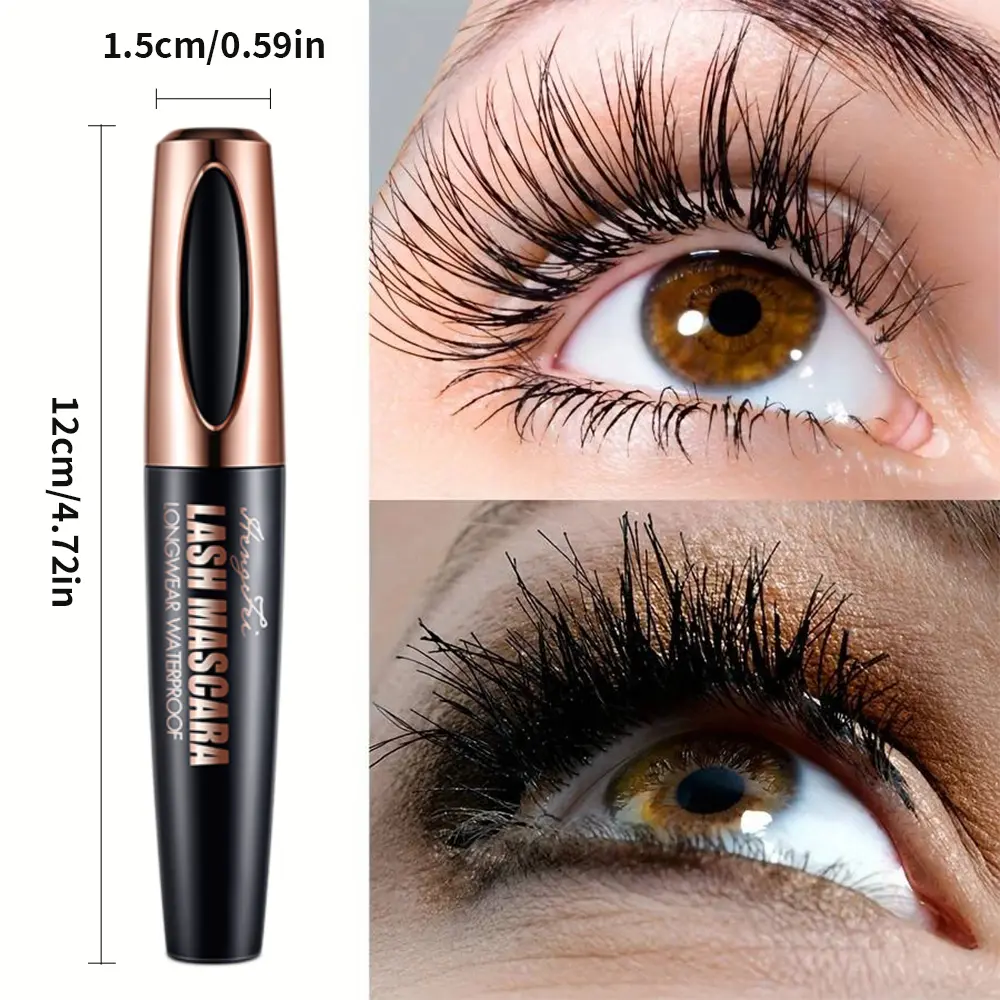 Waterproof, thick and curling mascara firmly fixes the eyelashes, making them look like your own natural eyelashes and enlarging
