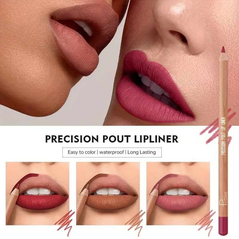 12pcs/set Waterproof Lip Liner Pencil Nude No Shine Lip Liner Moisturising Long Lasting Lipstick Lip Liner Makeup Pencil