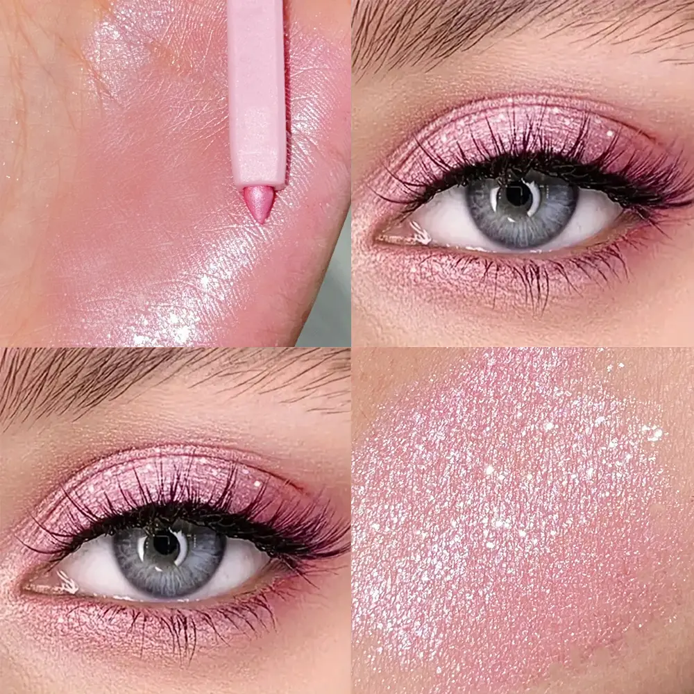 Shimmery Pink Eyeshadow Pencil, Monochrome Highlighting & Brightening Eye Pen, Single Stick, Shimmer Finish Makeup Accessory, Ca