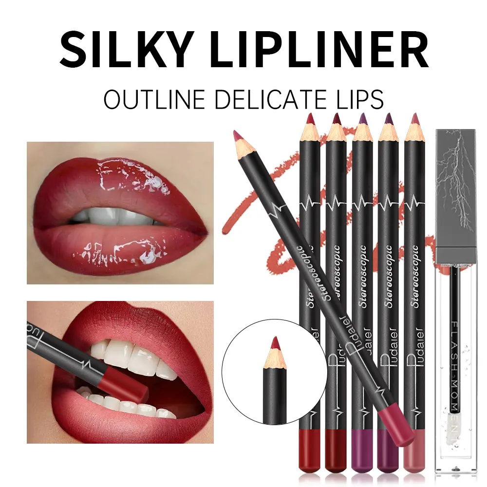 Lip Liner And Lip Oil set, perfectly outline your lips, moisturize your lips with lip oil, lip gloss combination, suitable for d