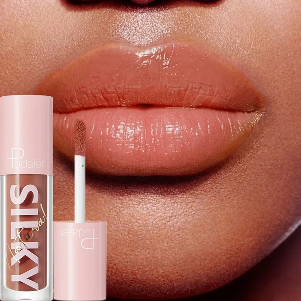 Moisturizing Shimmer Lip Gloss and Dark Brown Lip Liner Combo, Long-Lasting High-Shine Liquid Lipstick with Natural Nude Gloss O