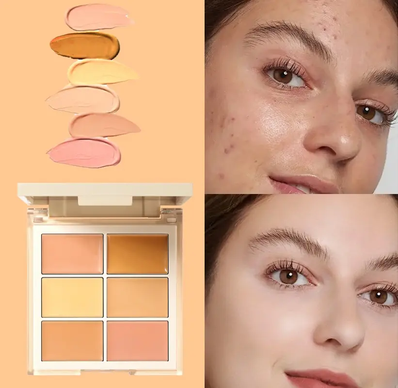 Natural six-color concealer palette, 3 styles to choose from, natural and non-sticky, dark circles and acne marks concealer