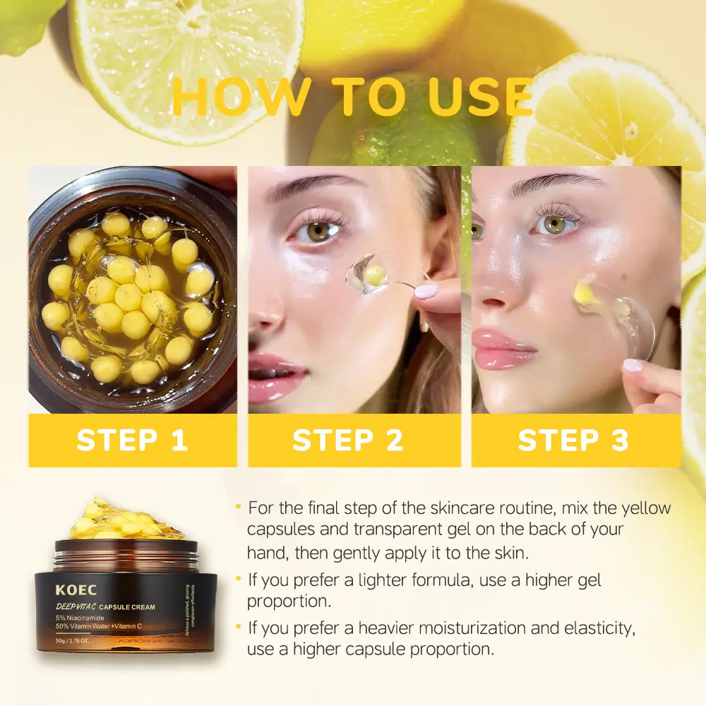 Vitamin C Capsule Face Cream Moisturizer Gel with Collagen  Niacinamide - Anti Wrinkles, Firming, Repairing, Hydrating Skin Care