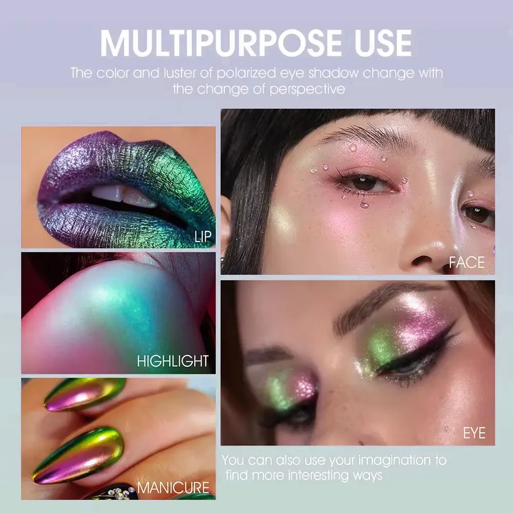 Optical Chameleon Eyeshadow High Pigmented Multi Chrome Metallic Glossy Face Decorating Eyeliner Eye Glitter Makeup Cosmetic 1pc