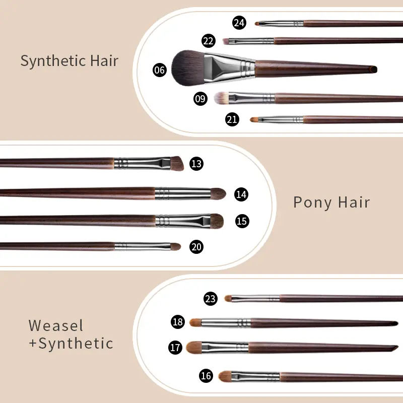 OVW 24 pcs Make Up Brushes with Bag Professional Goat Hair Makeup Brush Case Holder Powder Foundation Brush Set