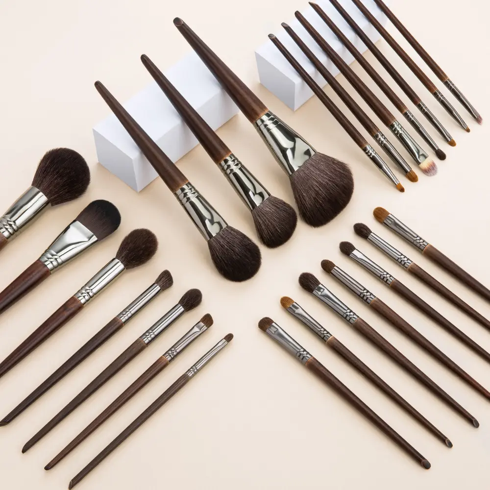 OVW 24 pcs Make Up Brushes with Bag Professional Goat Hair Makeup Brush Case Holder Powder Foundation Brush Set