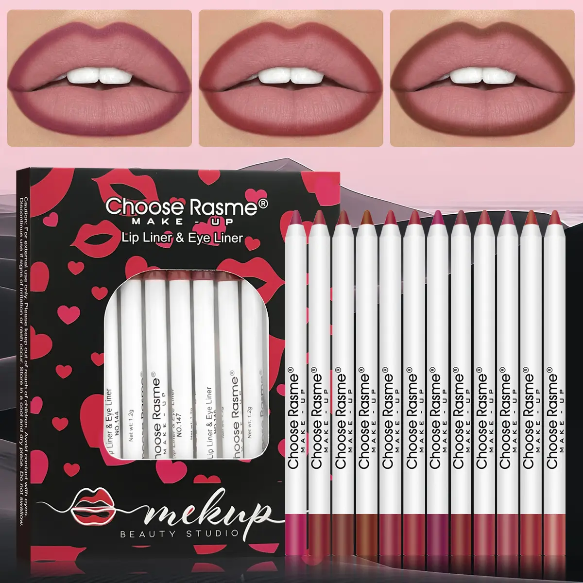 12 Piece Lipliner Set Matte Lipstick Waterproof And Durable Nude Contour Lip Liner Cosmetics
