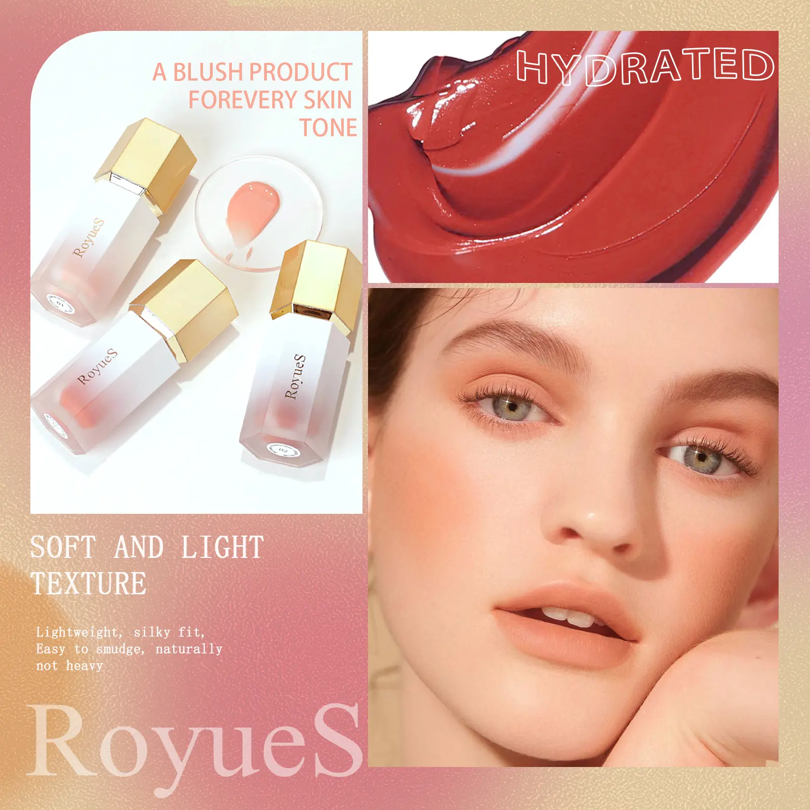 Liquid Contour With Cushion Applicator Highlight Shimmer Natural Soft Moisturizing Cream Liquid Blush For Cheek Cosmetics
