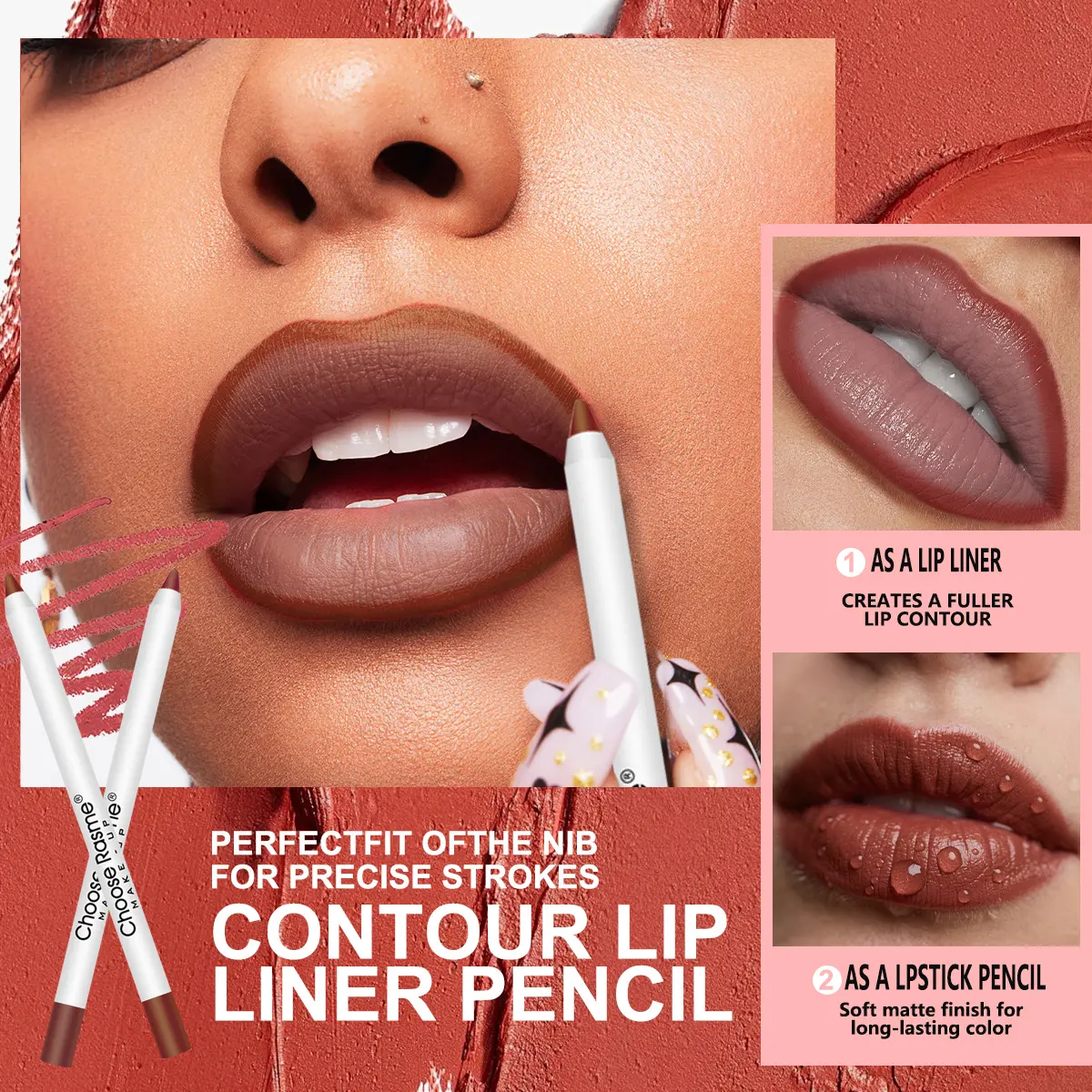 12 Piece Lipliner Set Matte Lipstick Waterproof And Durable Nude Contour Lip Liner Cosmetics