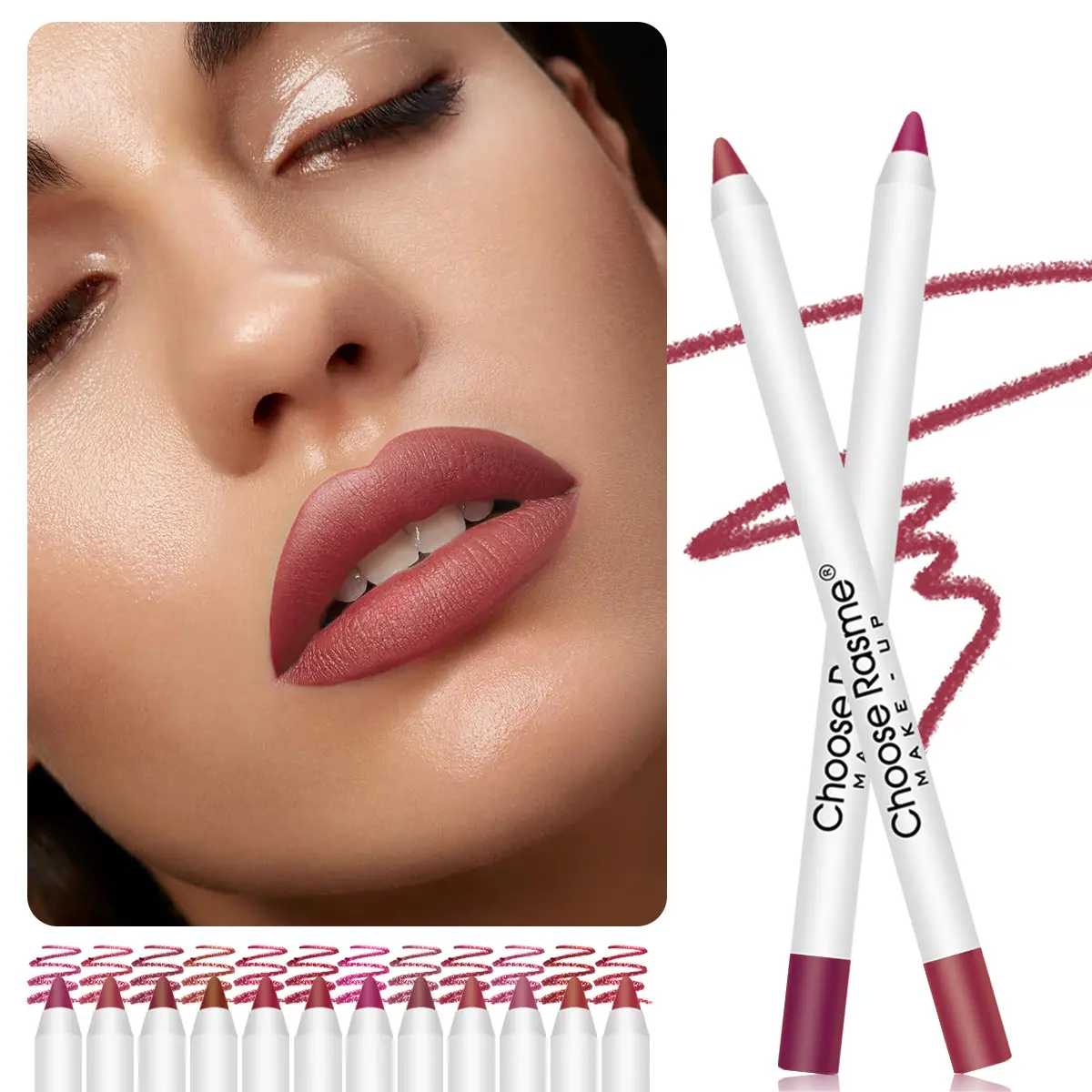 12 Piece Lipliner Set Matte Lipstick Waterproof And Durable Nude Contour Lip Liner Cosmetics