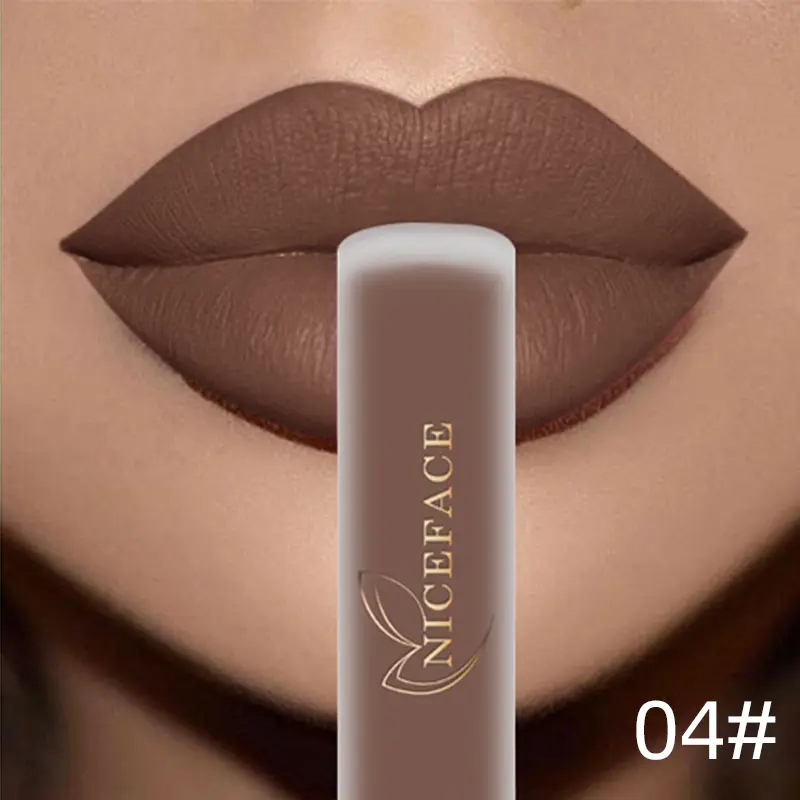 NICEFACE Lip Gloss Waterproof Matte Liquid Lipstick Long Lasting Velvet Lipgloss Tint Tube Nude Pigment Lip Makeup Cosmetics