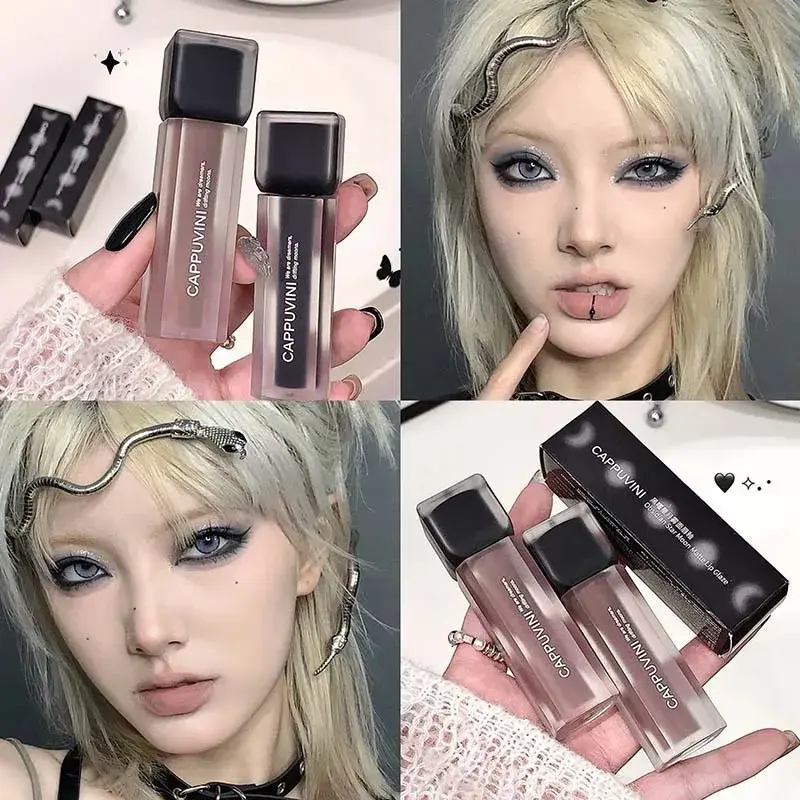 Dark Velvet Matte Lip Glaze Mud Velvet Nude Color Lipstick Cool Brown Rose Red Matte Lip Gloss Long Lasting Lip Stick Cosmetics