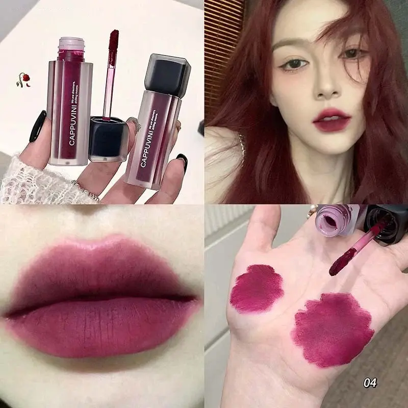 Dark Velvet Matte Lip Glaze Mud Velvet Nude Color Lipstick Cool Brown Rose Red Matte Lip Gloss Long Lasting Lip Stick Cosmetics