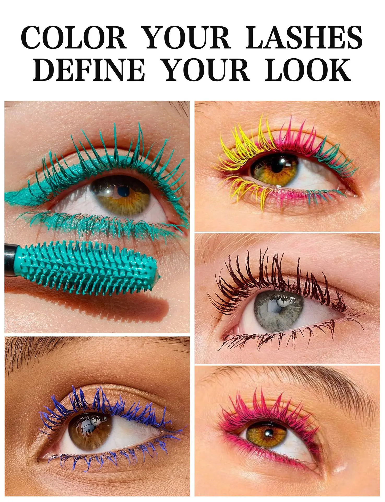 10 Colors Waterproof Volumizing Mascara Smudge-Proof Curling Long-Lasting Sapphire Blue Pink Mascara for Eye Makeup Cosmetics