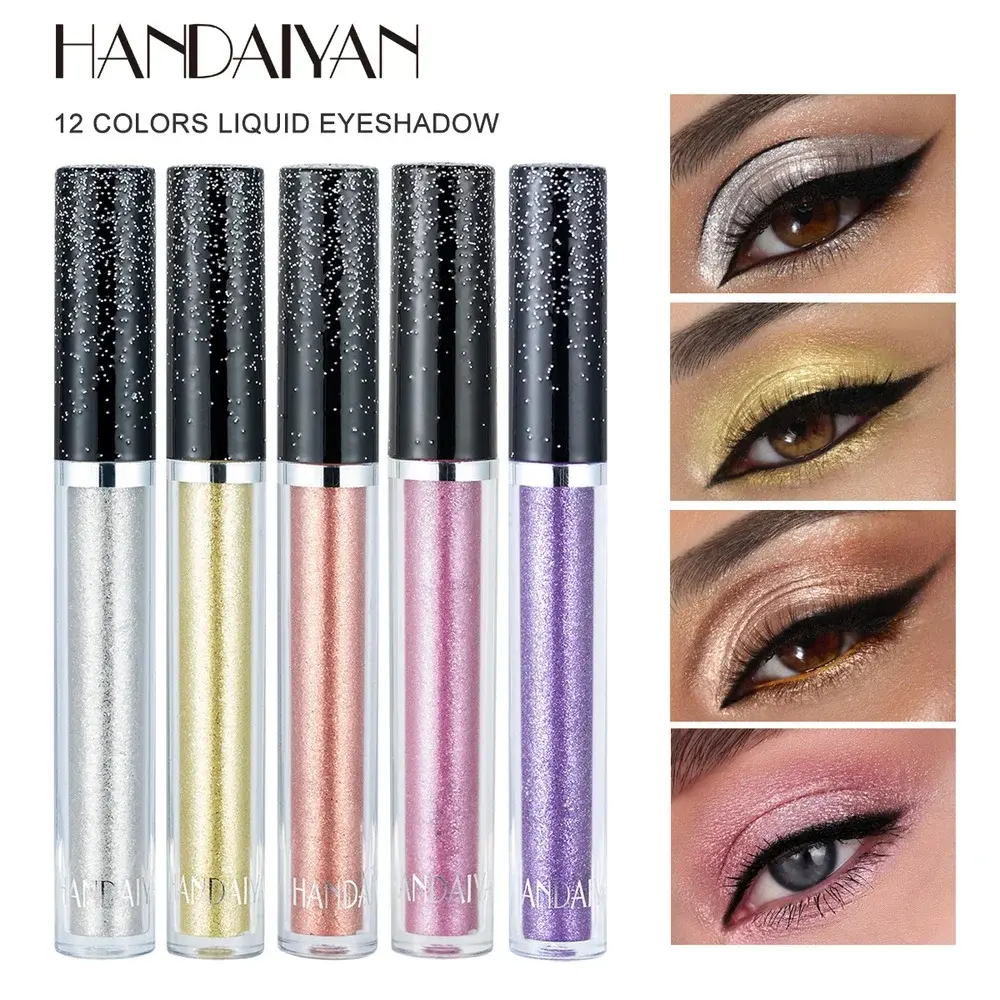 HANDAIYAN Liquid Eyeshadow Metallic Diamond Shiny Eye Liner Pen Giltter Eyeshadow Palette Lasting Shimmer Brighten Cosmetics