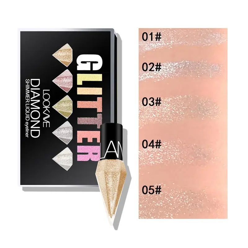 5pc/set Professional Shiny Eye Liners Cosmetics for Women Pigment Silver Rose Gold Color Liquid Glitter Eyeliner Beauty Makeup