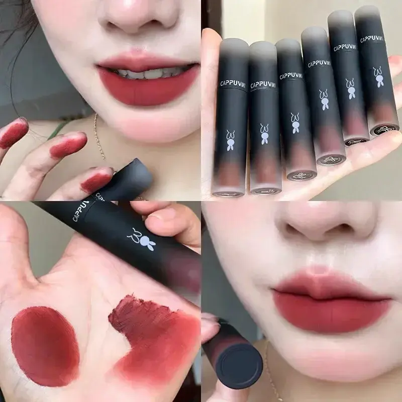 6 Colors Velvet Matte Lip Mud Liquid Lipstick Waterproof Nude Lip Gloss Long Lasting Non-stick Cup Sexy Women Lip Glaze Cosmetic