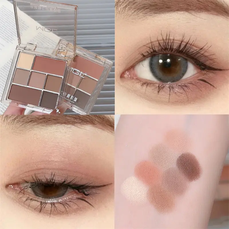 New Seven-color Eyeshadow Palette Caffee Brown Matte Shimmer Effect Rose Pink Glitter Eyeshadow Make Up Palette Korean Cosmetics