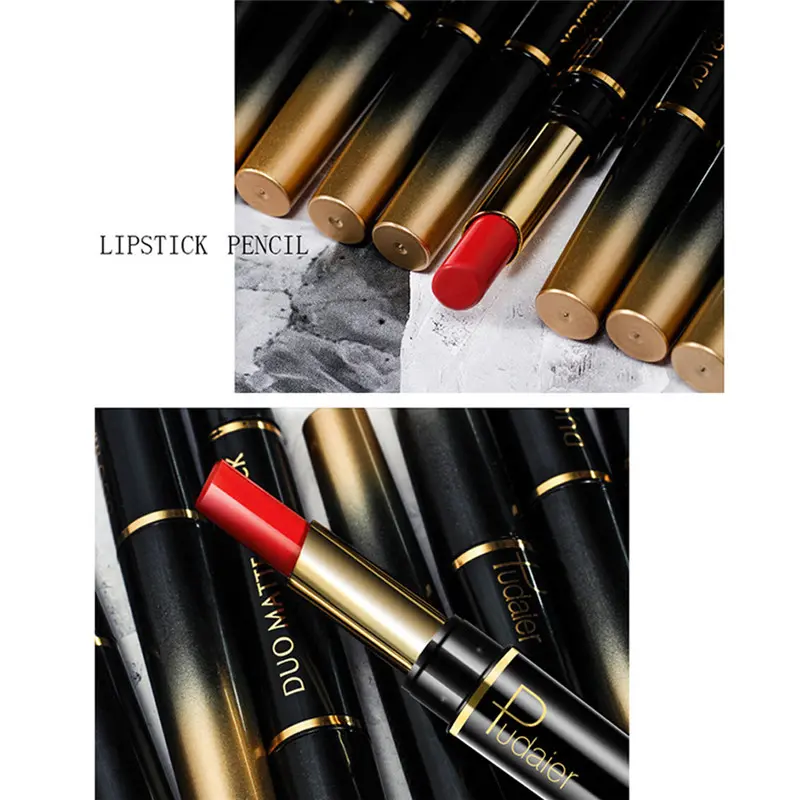 1pcs Matte Lip Liner & Lipstick, Double Ended Lip Pen Nude Makeup Tool, Long Lasting Color Rendering, Waterproof Lip Cosmetics