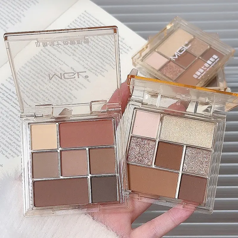 New Seven-color Eyeshadow Palette Caffee Brown Matte Shimmer Effect Rose Pink Glitter Eyeshadow Make Up Palette Korean Cosmetics