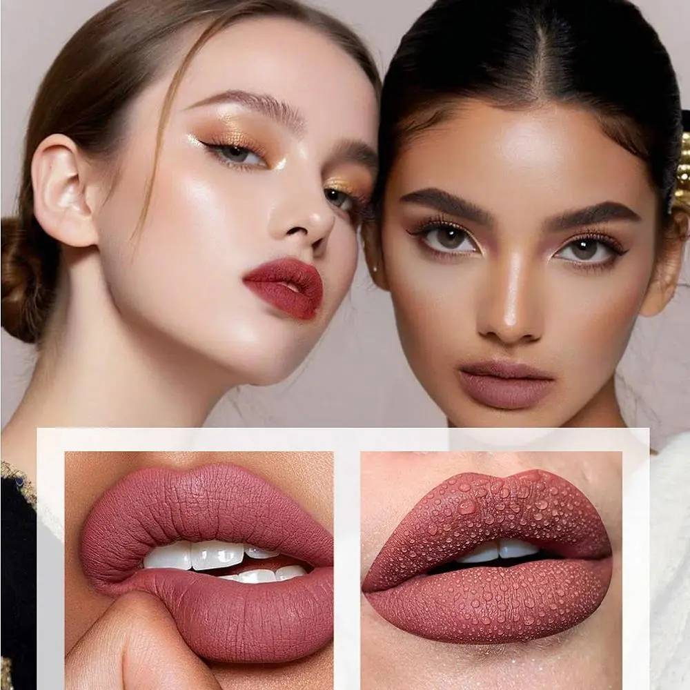 Matte Liquid Lipstick 6Pcs Set Waterproof Long Lasting Velvet Lip Glaze Pink Red Shades Non Stick Makeup Cosmetics