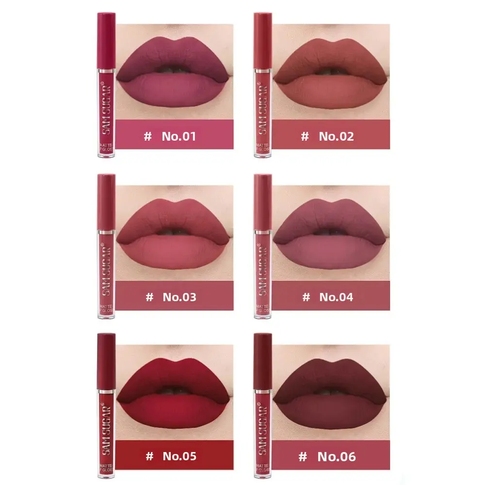 Matte Liquid Lipstick 6Pcs Set Waterproof Long Lasting Velvet Lip Glaze Pink Red Shades Non Stick Makeup Cosmetics