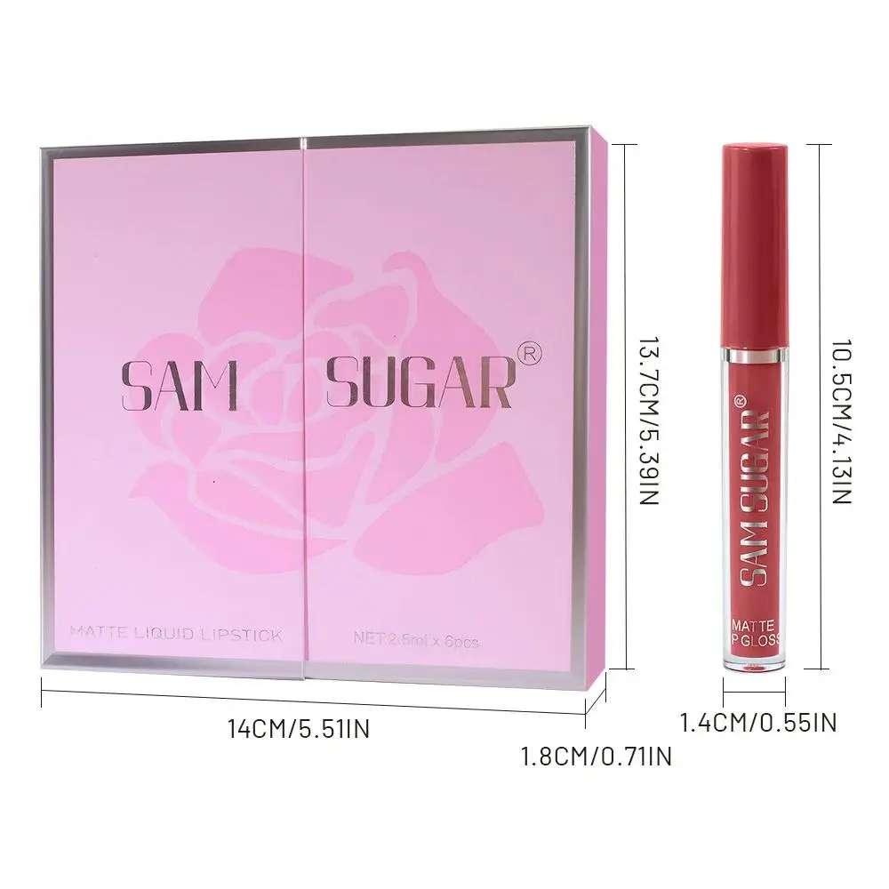 Matte Liquid Lipstick 6Pcs Set Waterproof Long Lasting Velvet Lip Glaze Pink Red Shades Non Stick Makeup Cosmetics
