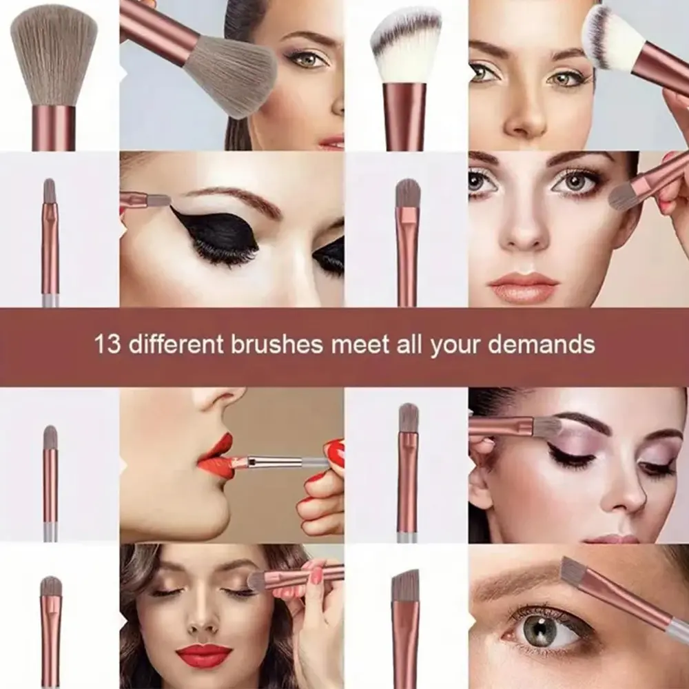13P Professiona Makeup Brush Set Soft Fluffy Cosmetic Foundation Powder Eyeshadow Kabuki Blending Make Up Brush Beauty Tool Bag