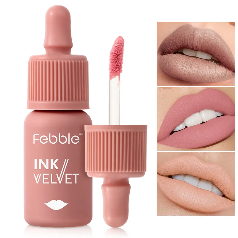 Febble 6 Color Matte Lip Gloss Nude Velvet Liquid Lipstick Multifunctional Long-lasting Lip Cosmetics Suitable for Autumn Winter