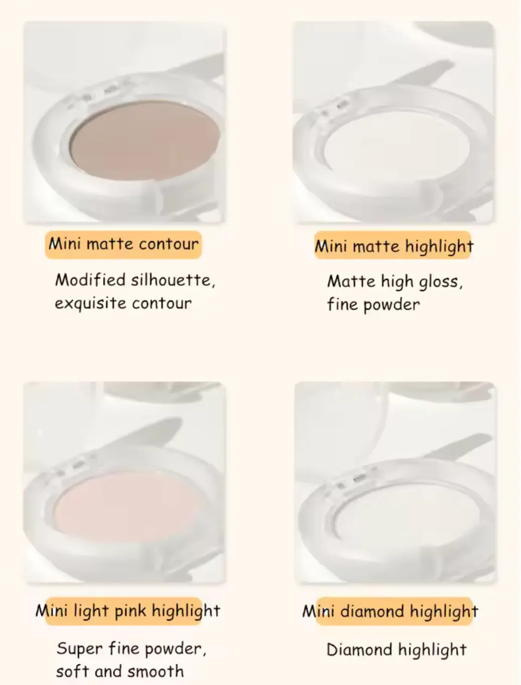LEEMEMBER Mini Face Shadow Powder Multi-Purpose Highlighting Contour Powder Makeup Cosmetics
