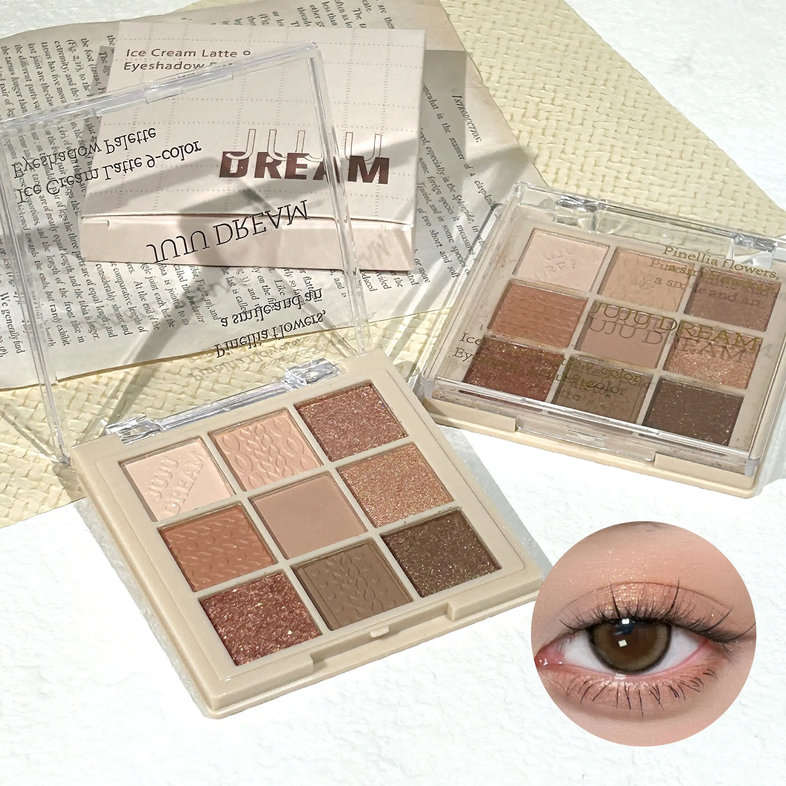 JUJU Dream 9 Color Eyeshadow Palette, Matte And Shimmer Brown Eyeshadows Powder, Long Lasting Blendable Eyeshadow Cosmetics