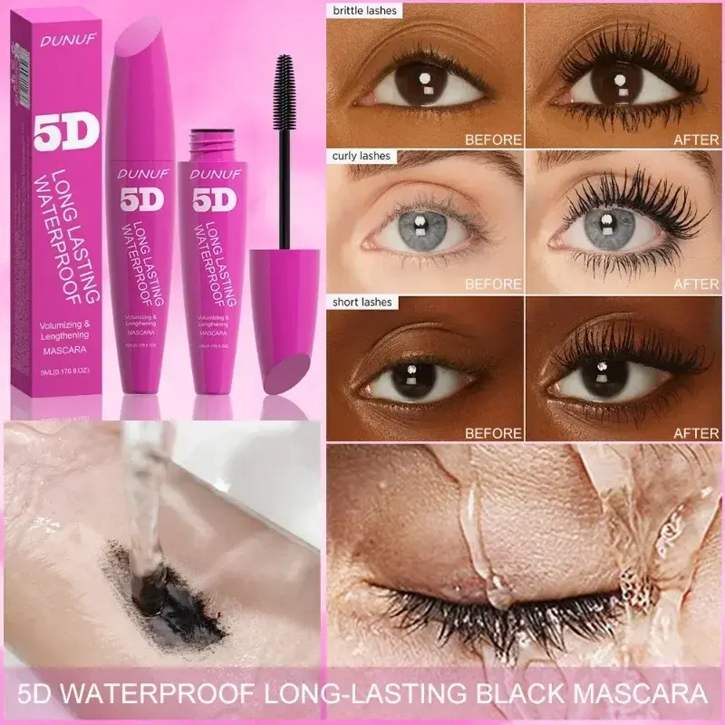Lashes Mascara Lasting Natural Waterproof Silk Fiber Mascara Black Long Curling Eyelash Extensions Sexy Eyes Makeup Cosmetics