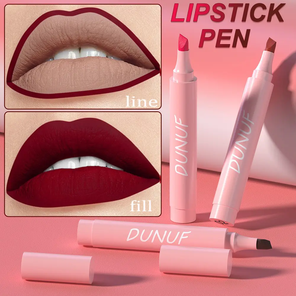 5 Colors Bevel Lipstick Pen Velvet Matte Lipliner Waterproof Nourishing Not Fading Makeup Rose Red Lip Tint Liquid Cosmetic