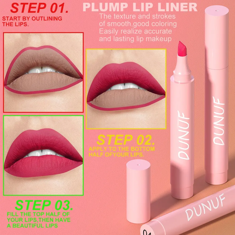 5 Colors Bevel Lipstick Pen Velvet Matte Lipliner Waterproof Nourishing Not Fading Makeup Rose Red Lip Tint Liquid Cosmetic