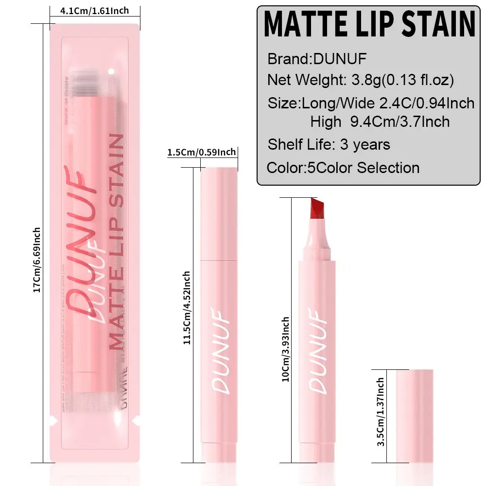 5 Colors Bevel Lipstick Pen Velvet Matte Lipliner Waterproof Nourishing Not Fading Makeup Rose Red Lip Tint Liquid Cosmetic