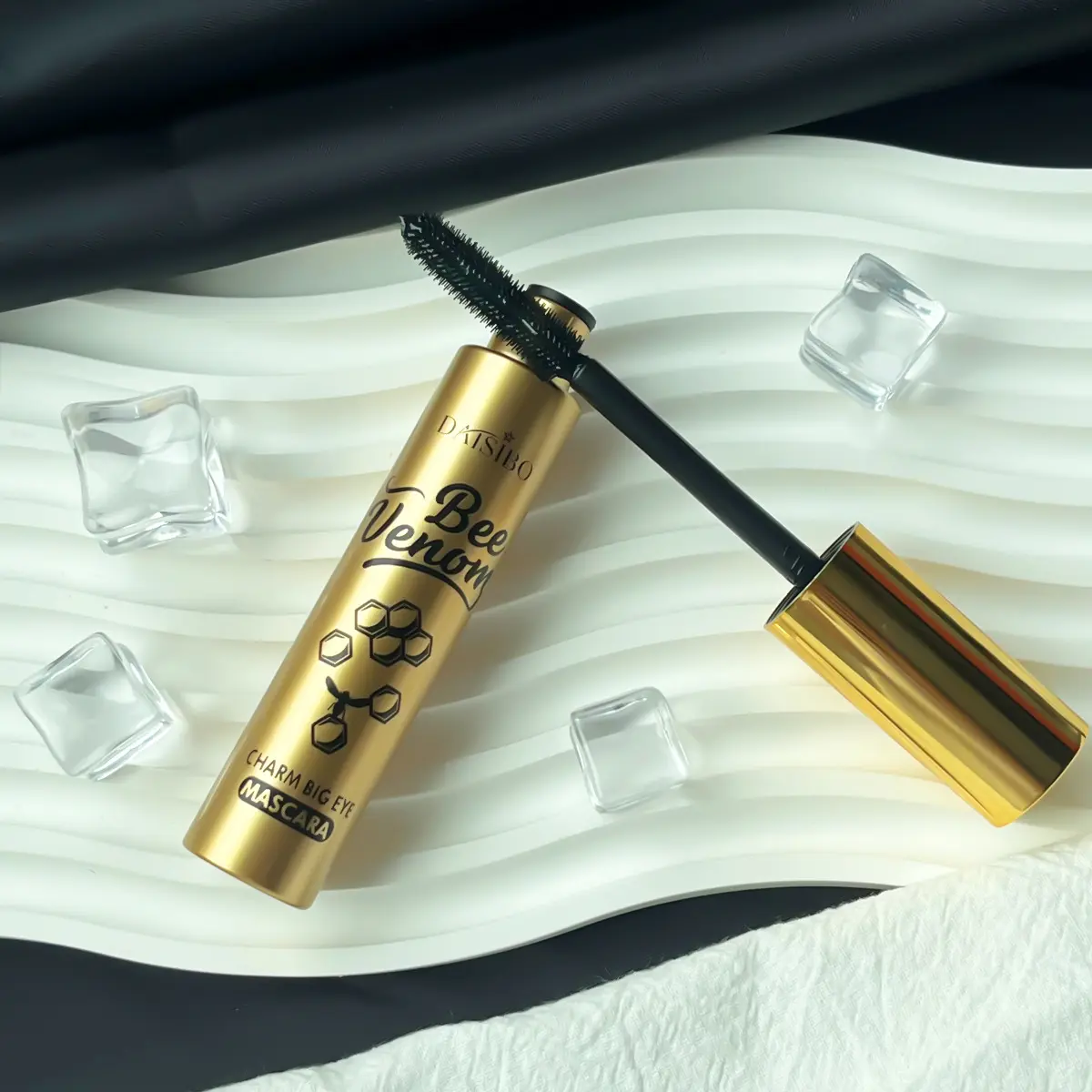 5D Black Mascara Thickening, Lengthening, Curling, Waterproof Liquid Fiber Mascara Makeup Silky Lash Bee Venom Eye Cosmetic