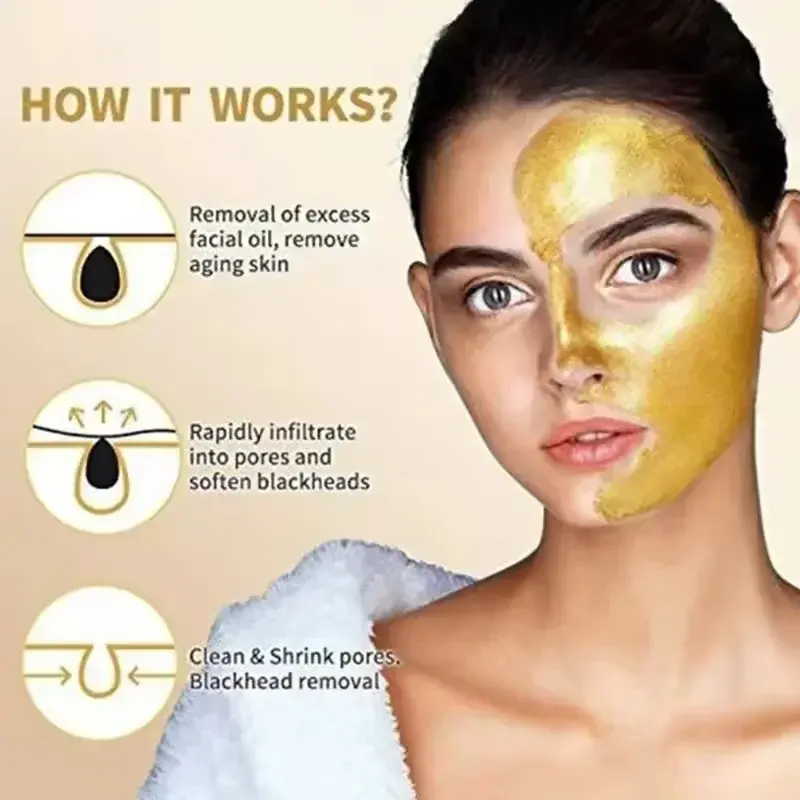 Starlight Gold Peel-off Mask Reduce Blackhead Remover Mask Facial Shrink Pores Acne Black Head Removal Skin Care 1/3/5/10/20pcs