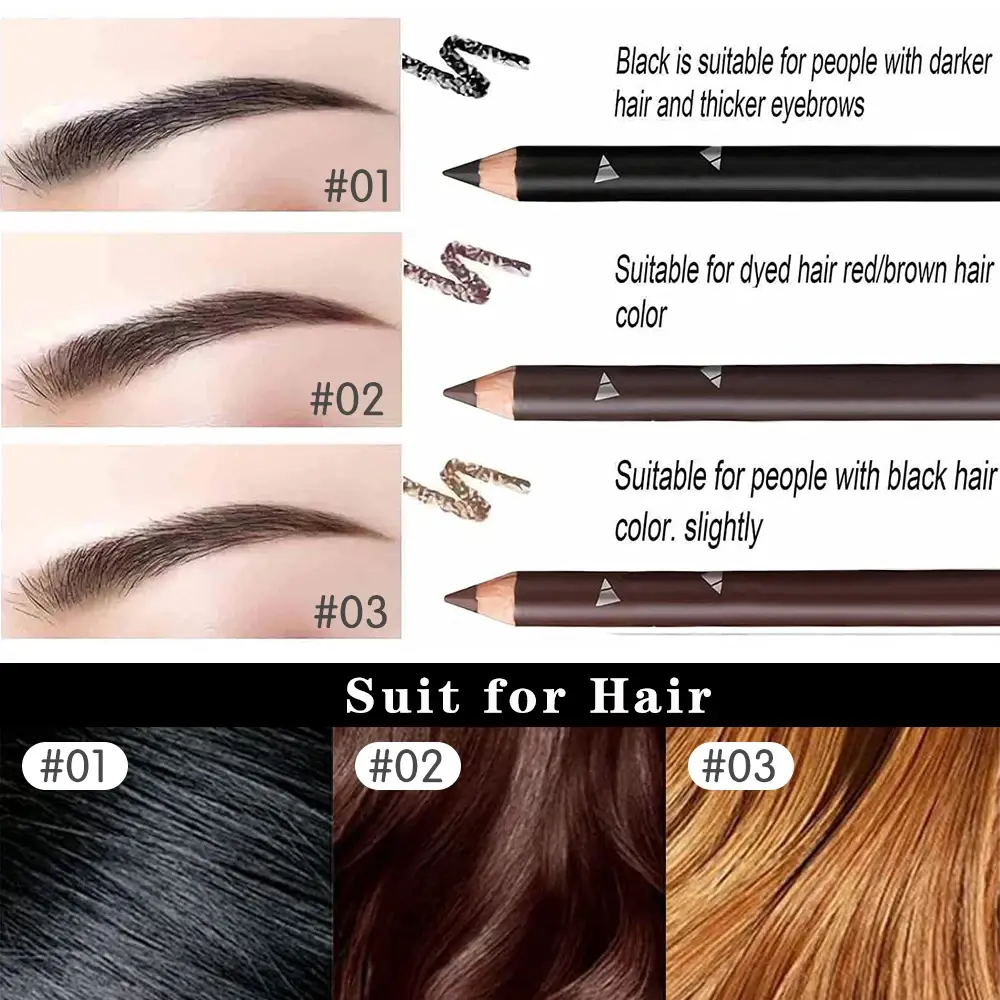 6/12Pcs Waterproof Eyebrow Pencil Easy Color Natural Black Brown Eye Makeup Pen Cosmetic Beginner Practice Eyebrow Beauty Tools