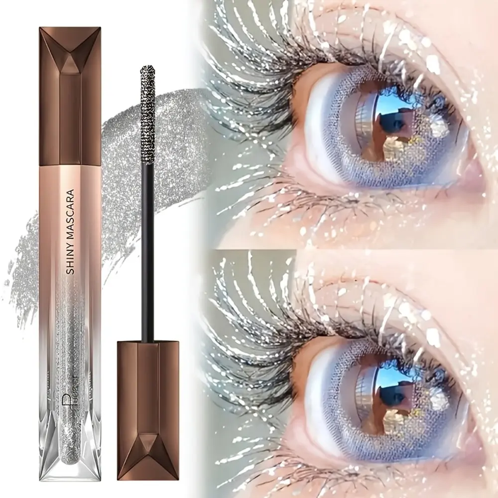 Glitter Sparkling Mascara，Long-Lasting, Volumizing Lashes, Effects, Waterproof, Smudge-Proof ， crushed diamond mascara pearlesce