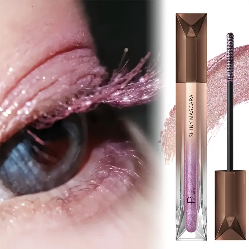 Glitter Sparkling Mascara，Long-Lasting, Volumizing Lashes, Effects, Waterproof, Smudge-Proof ， crushed diamond mascara pearlesce