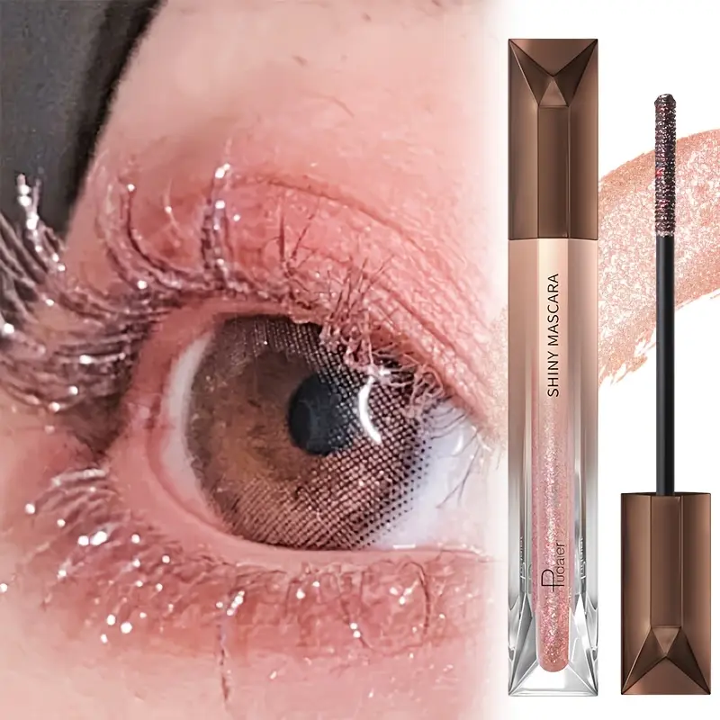 Glitter Sparkling Mascara，Long-Lasting, Volumizing Lashes, Effects, Waterproof, Smudge-Proof ， crushed diamond mascara pearlesce