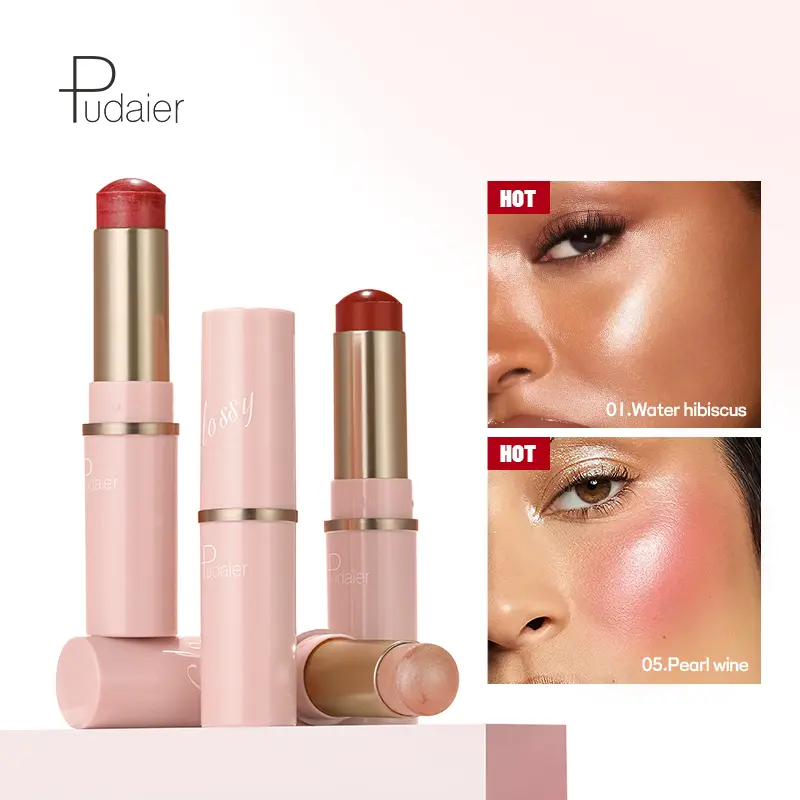 Pudaier highlighter stick, pearlescent highlighter cream brightens the skin tone, easy for beginners to use, suitable for Valent