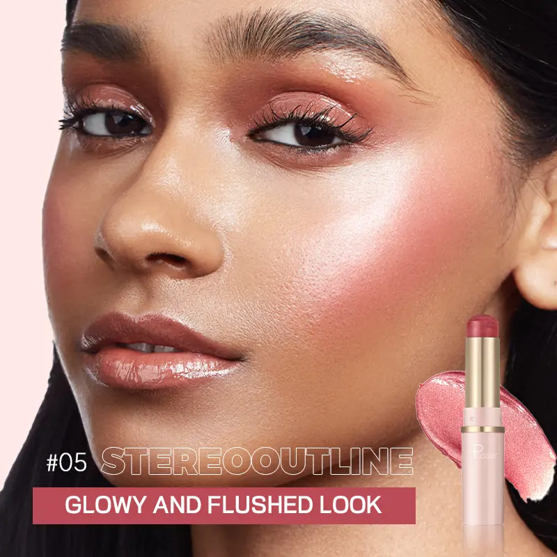 Pudaier highlighter stick, pearlescent highlighter cream brightens the skin tone, easy for beginners to use, suitable for Valent