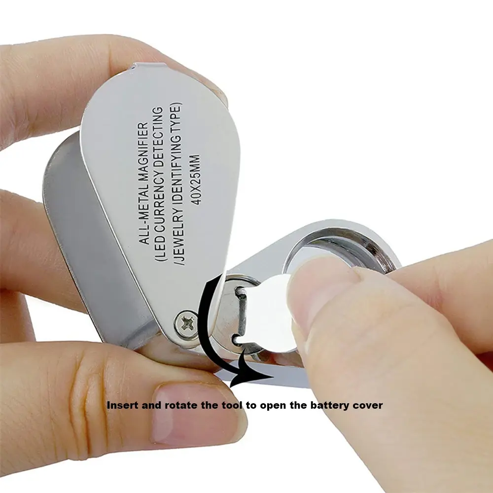 40X Mini Jewelry Magnifying Glass With LED UV Light Foldable Magnifier Portable Handheld Eye Magnifier Glass 25mm Jewelry's Loup