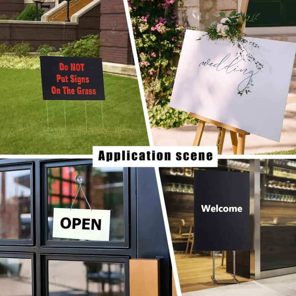 10 Pcs Black Corrugated Plastic Sheets 12x7.8 Inch Sturdy Blank Yard Signs 3mm Waterproof Sign Board for House Sale Signs Lawn