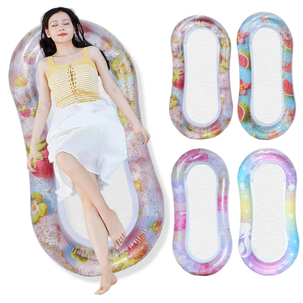 PVC Inflatable Pool Float Chair Leak Proof Thickened Pool Floaties Float Mesh Hammock for Hammock Floating Row Seat Beach Mat